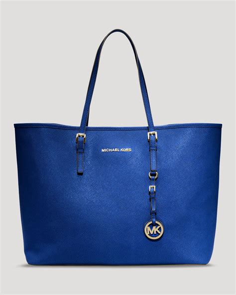 michael kors jet set tote medium blue|michael kors black medium tote.